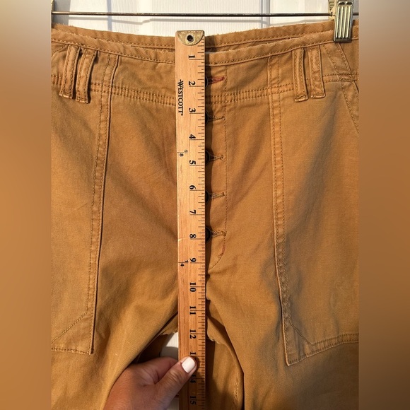 ANTHROPOLOGIE Sz 32 Wanderer Mustard Utility Cargo Button  Fly Straight Leg Pant - Picture 4 of 10